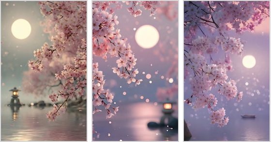 月にほどける桜